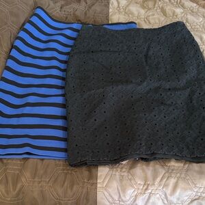 LOFT Black and Blue Mini Skirts